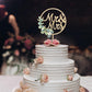 Mr & Mrs Cake Topper - Wedding Anniversary Cake Toppers in Wood Rustic Wedding Decorations,Bride and Groom Cake Toppers Greeny Engagement Sign