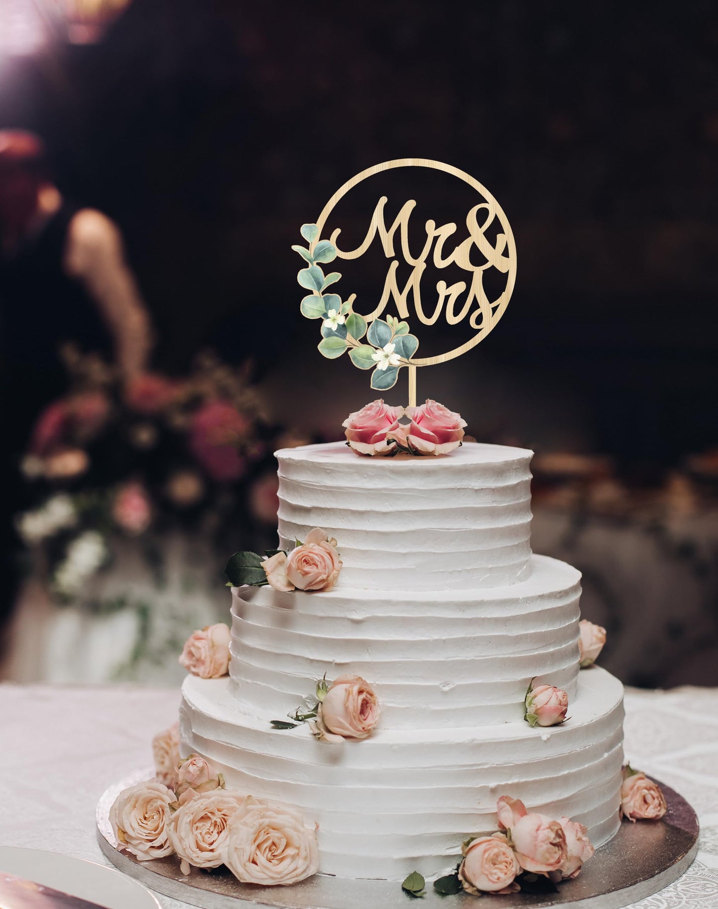 Mr & Mrs Cake Topper - Wedding Anniversary Cake Toppers in Wood Rustic Wedding Decorations,Bride and Groom Cake Toppers Greeny Engagement Sign