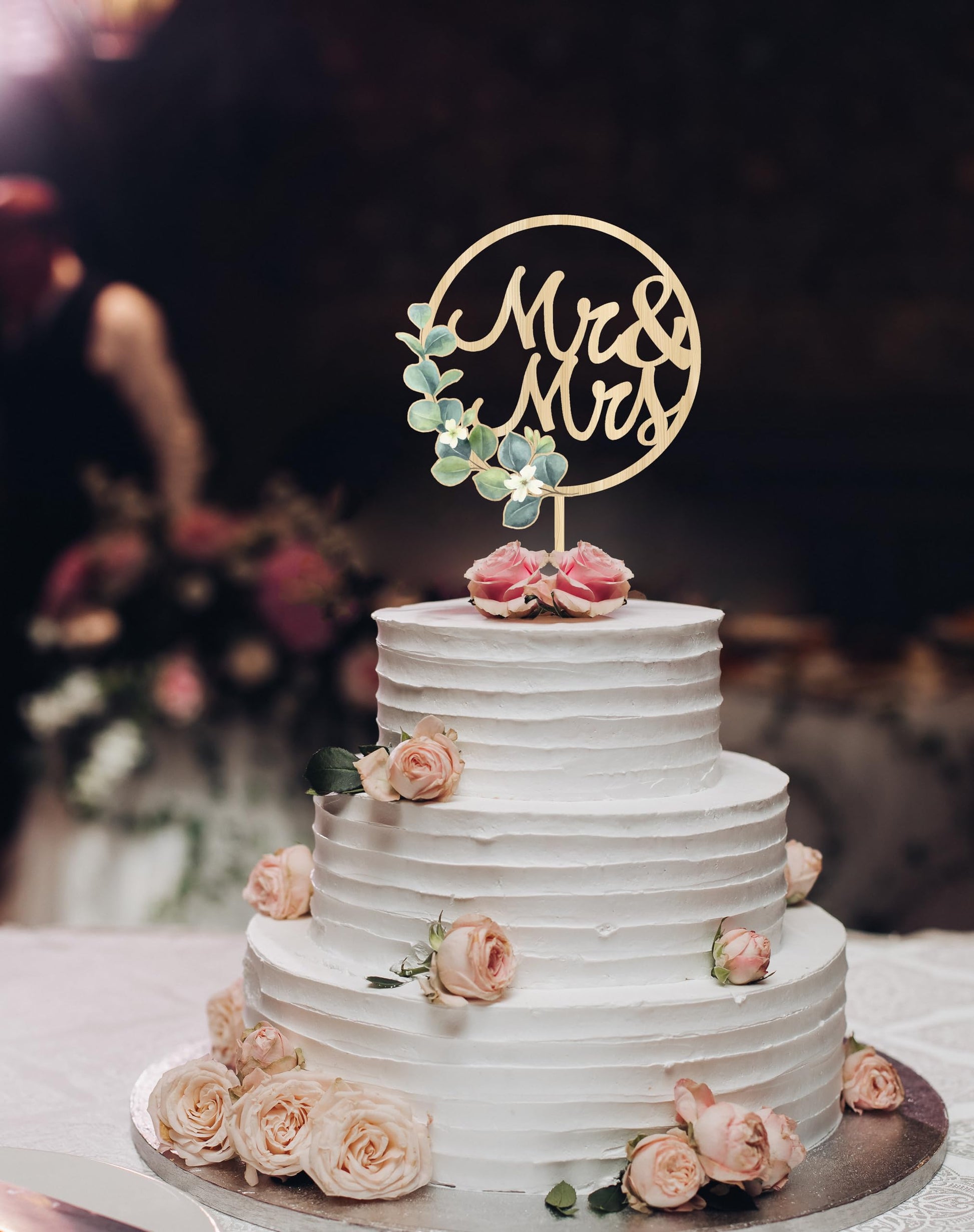 Mr & Mrs Cake Topper - Wedding Anniversary Cake Toppers in Wood Rustic Wedding Decorations,Bride and Groom Cake Toppers Greeny Engagement Sign