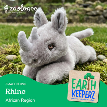The Petting Zoo Rhino Stuffed Animal Plushie, Gifts for Kids, Earth Keeperz Wildlife Animals, Zoologee Grey Rhino Plush Toy, 10 inches