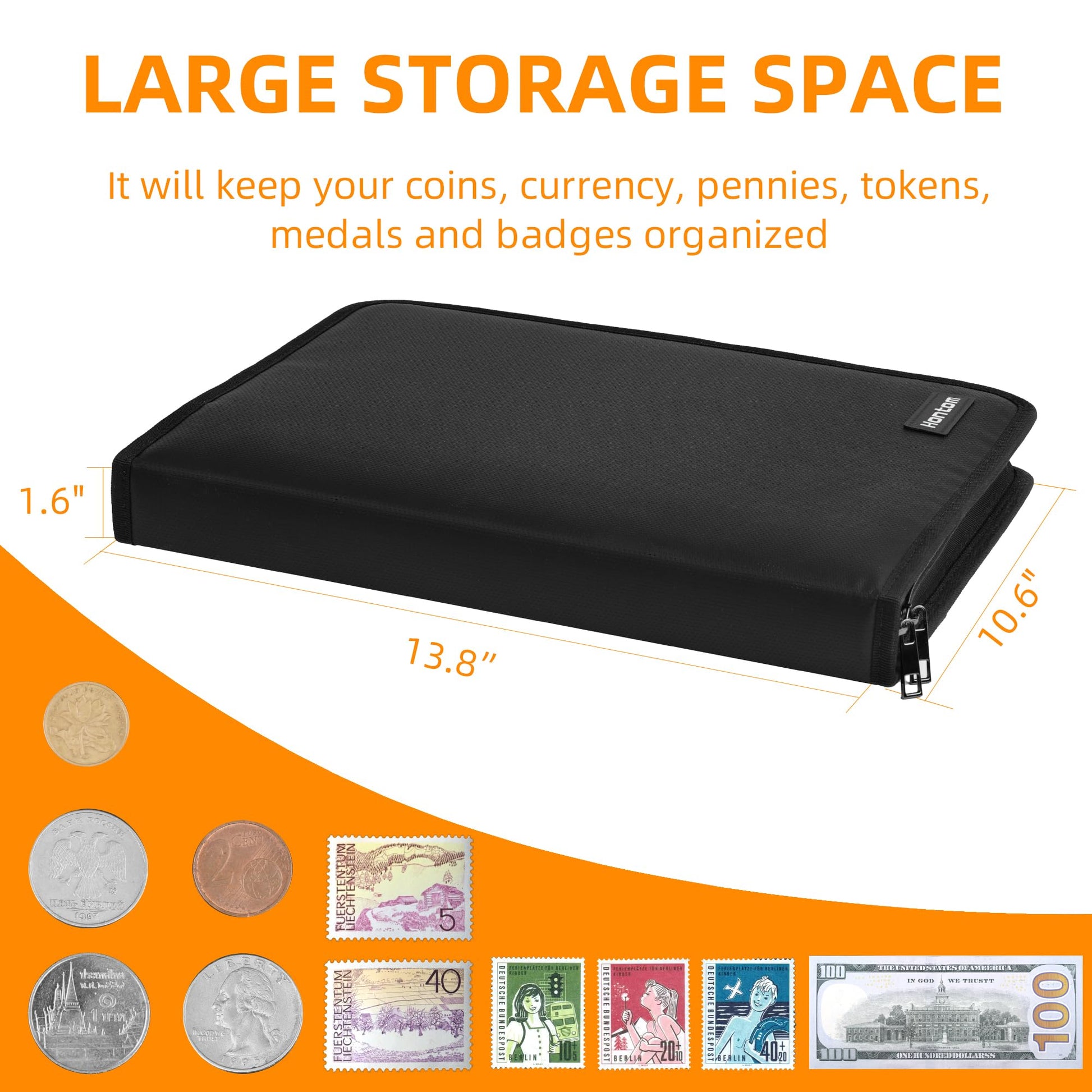 400-Pocket Fireproof Coin Collection Book & 36 Paper Money Organizer Binder