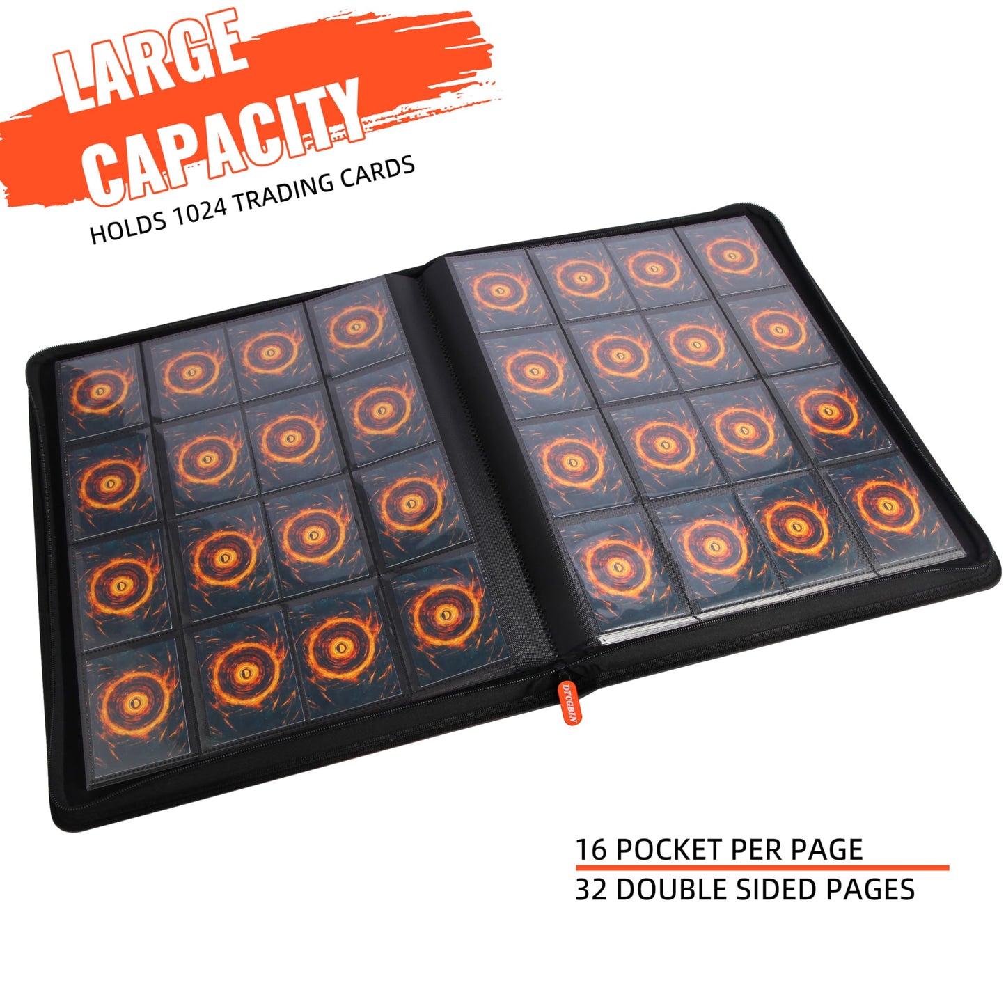 Premium Trading Card Binder for PKM TCG MTG Cards,Holds 1000+ Cards,16 -Pocket Ringless Side Loading Binder with Zipper Trading Card Album Folder for