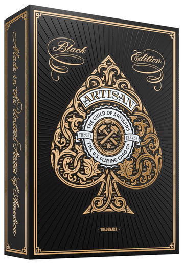 theory11 Artisan Playing Cards Black - Gold Foil Hand-Illustrated Poker Deck with Elegant Art, Magic, Cardistry, Game Night Gift for Card Collectors