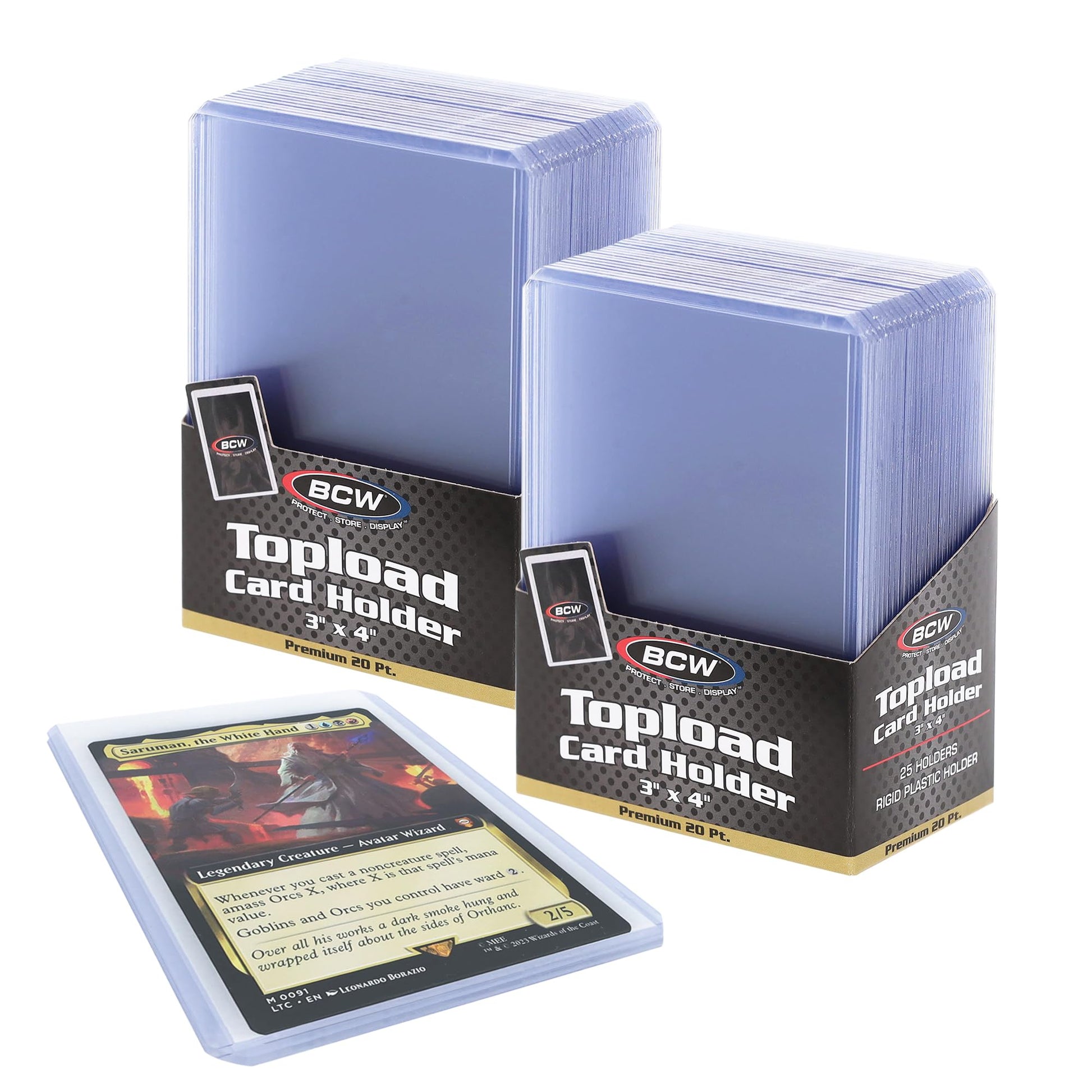 BCW 3x4 Topload Card Holder - Premium 35PT Thickness | 50 Pack | Quality Rigid PVC Protector for Standard Size Trading Cards | Card Holders for Sports