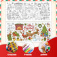 Christmas Coloring Tablecloth 31×72 Inch, Large Table Cover with Santa Claus, Reindeer, Paper Drawing Poster with Christmas Tree, Snowflakes and Gift