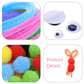 Wartoon Pipe Cleaners Crafts Set, Pipe Cleaners Chenille Stem and Pompoms with Googly Wiggle Eyes and Craft Rods Assorted Colors Non-Woven Felt Fabric