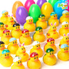 JOYIN 24 Pcs Prefilled Easter Eggs with Rubber Ducks, Variety Duckies for Easter Egg Hunt, Kids Basket Stuffer, Bath Toy Party Favors, Classroom Prize