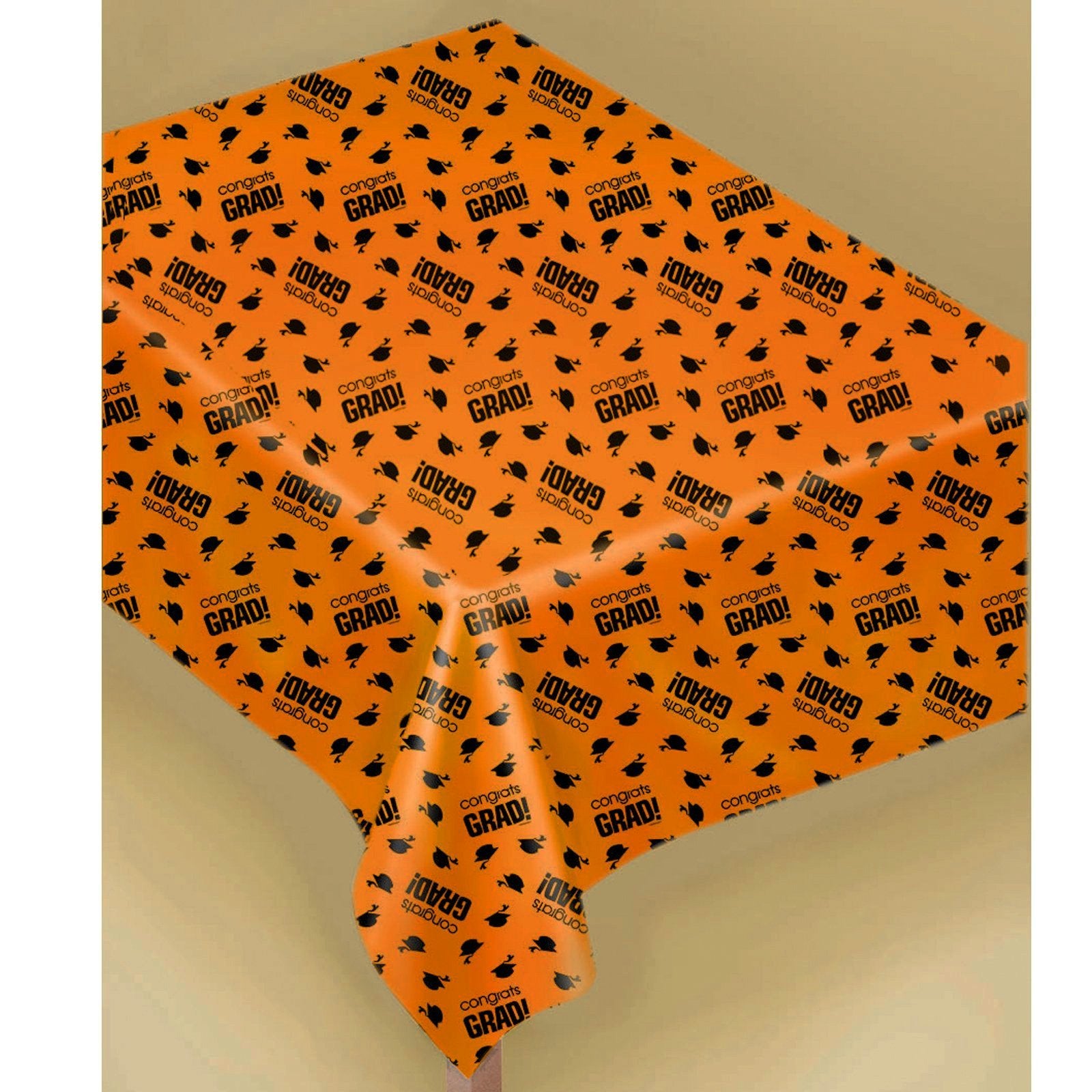Amscan Flying Colors Graduation Party School Table Covers, Orange, 54" x 84"
