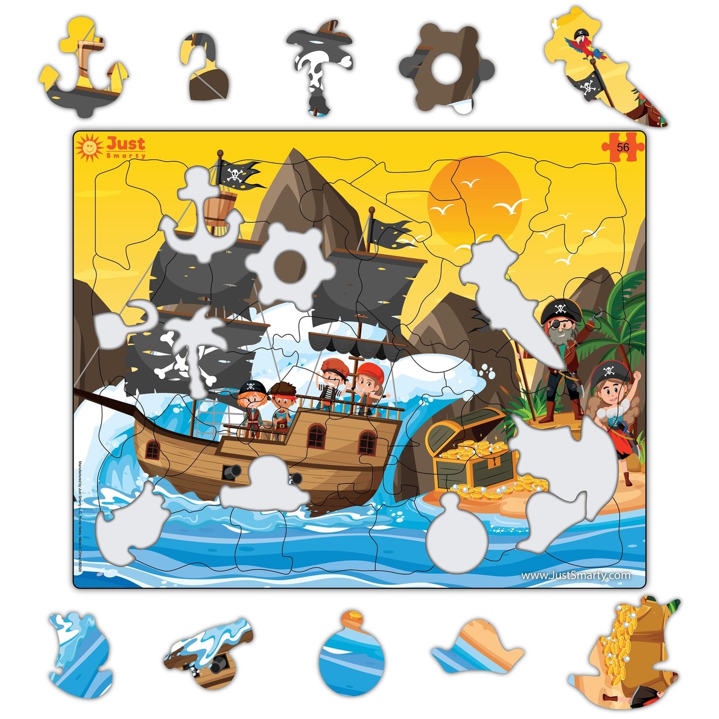 Just Smarty Pirates Puzzle for Boys and Girls, 56 Pieces