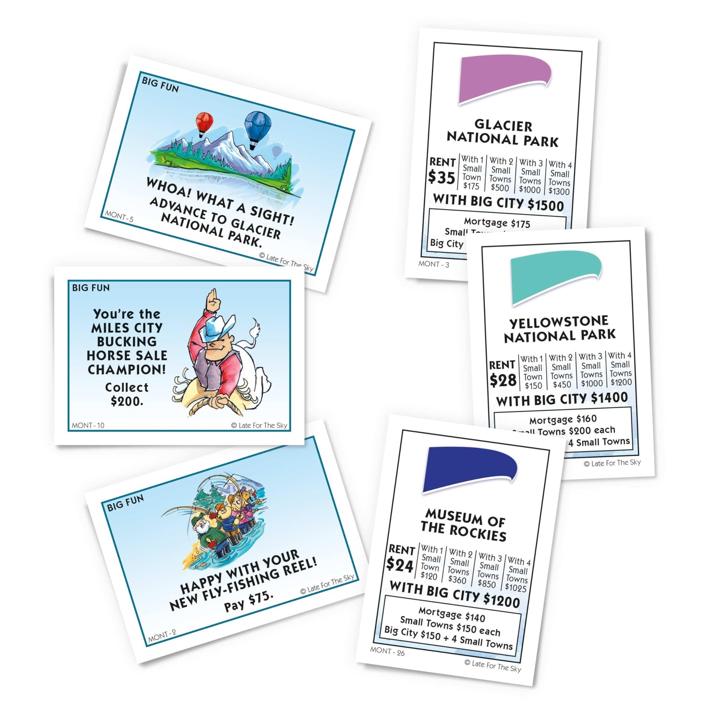 Late for The Sky Montana-Opoly Board Game, State-Themed Family Strategy Game, 2-6 Players, Ages 8+, Traditional or 1-Hour Play, Gift