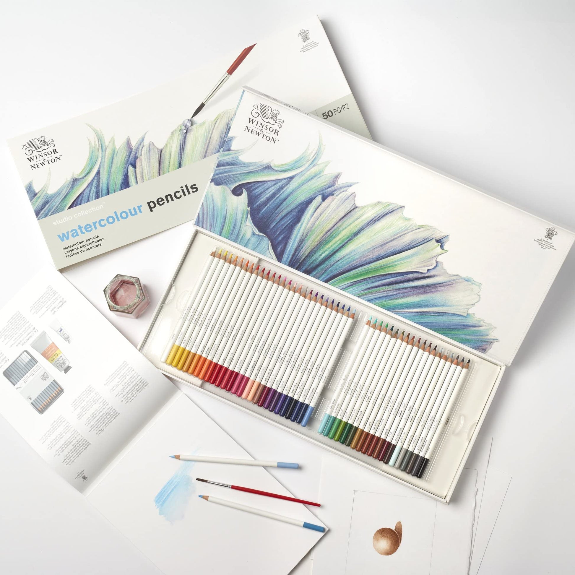 Winsor & Newton Studio Collection Artist Pencils, Watercolour Pencil Box Set, 50 piece