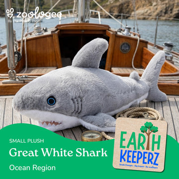 The Petting Zoo Great White Shark Stuffed Animal Plushie, Gifts for Kids, Earth Keeperz Sealife Animals, Zoologee Grey Great White Shark Plush Toy, 16