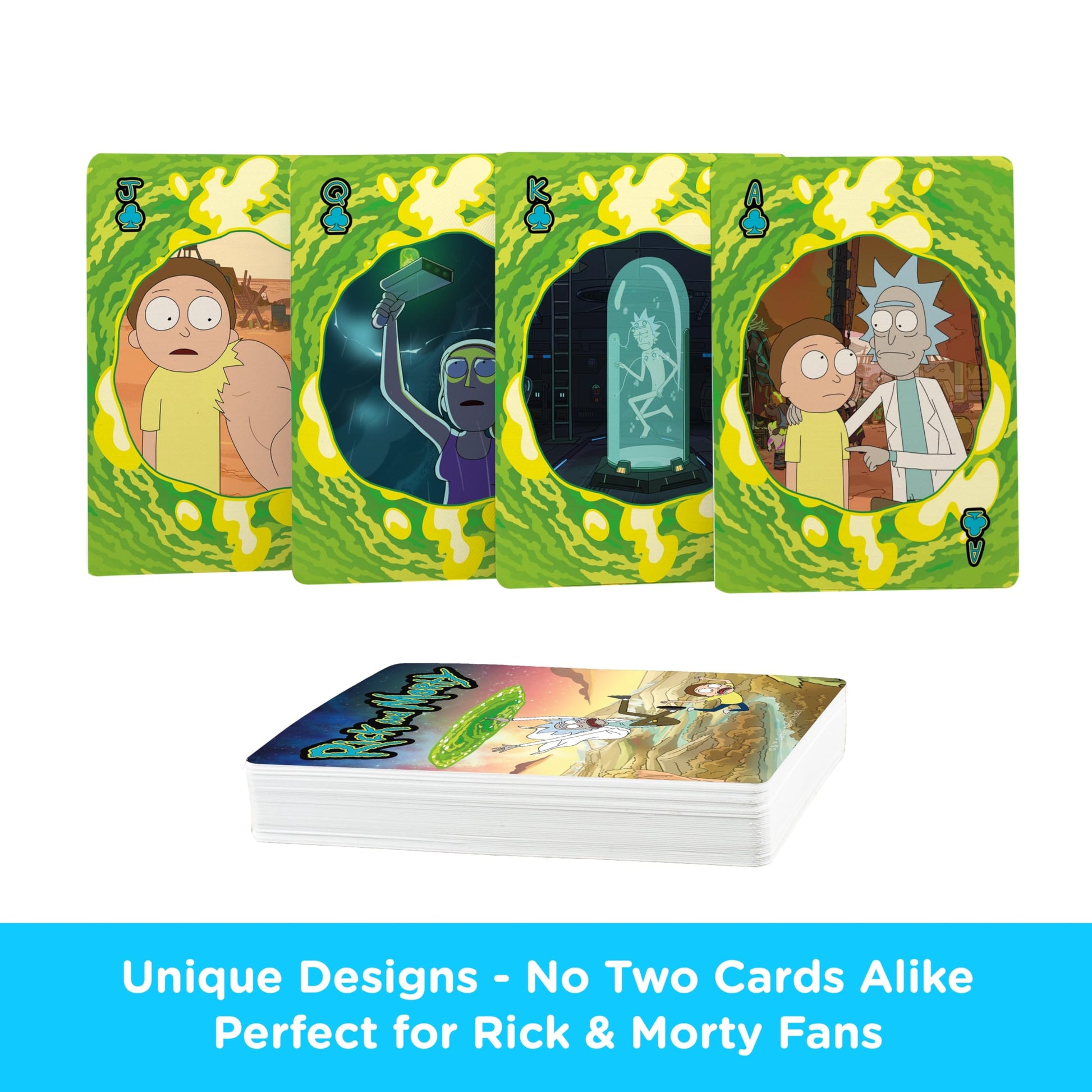 Aquarius Rick and Morty Playing Cards Standard Size - Themed Novelty Deck with 52 Unique Sci‑Fi Designs - Collectible Merchandise Gift for Teens