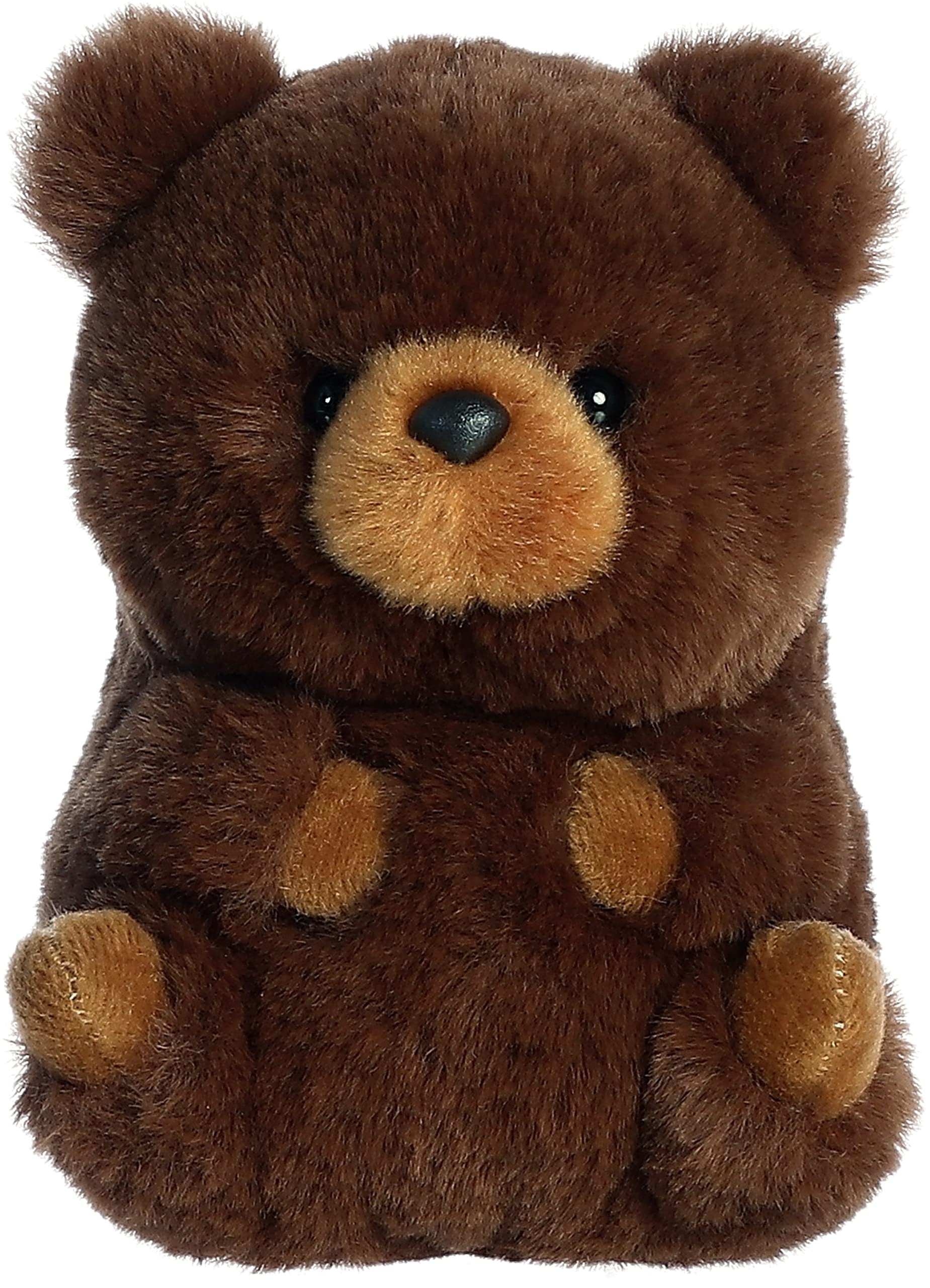 Aurora® Round Rolly Pet™ Brambles Brown Bear™ Stuffed Animal - Adorable Companions - On-The-Go Fun - Brown 5 Inches