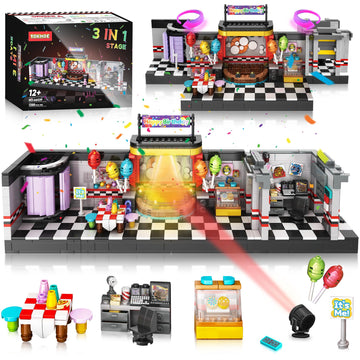 QEINIE Five Nights Stage Building Blocks Toys, Classic Horror Stage Building Set, Home Decoration Great Birthday Present for Teens, Collectible