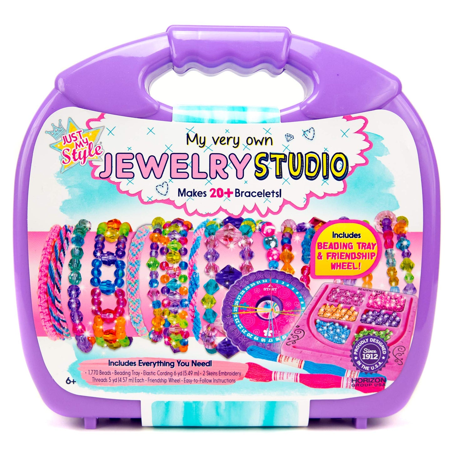 Just My Style My Very Own Jewelry Studio, Personalized Bracelet Making Kit With 1700+ Beads, Bead Kit Great for On-The-Go, Travel DIY Custom