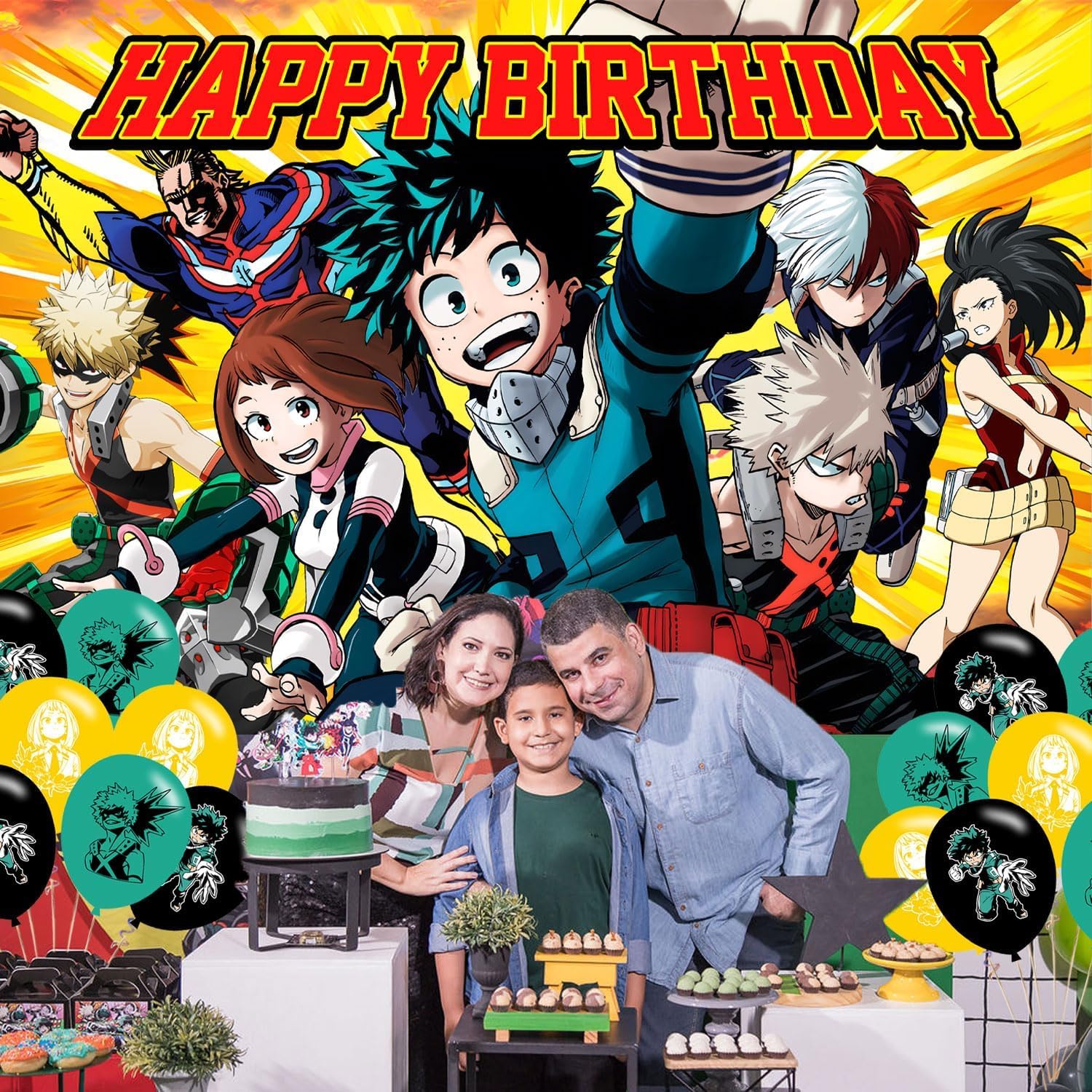 Academia My Hero Party Supplies - 5x3FT Backdrop & Banner for Boys & Girls' Academia Theme Birthday Party Decoration