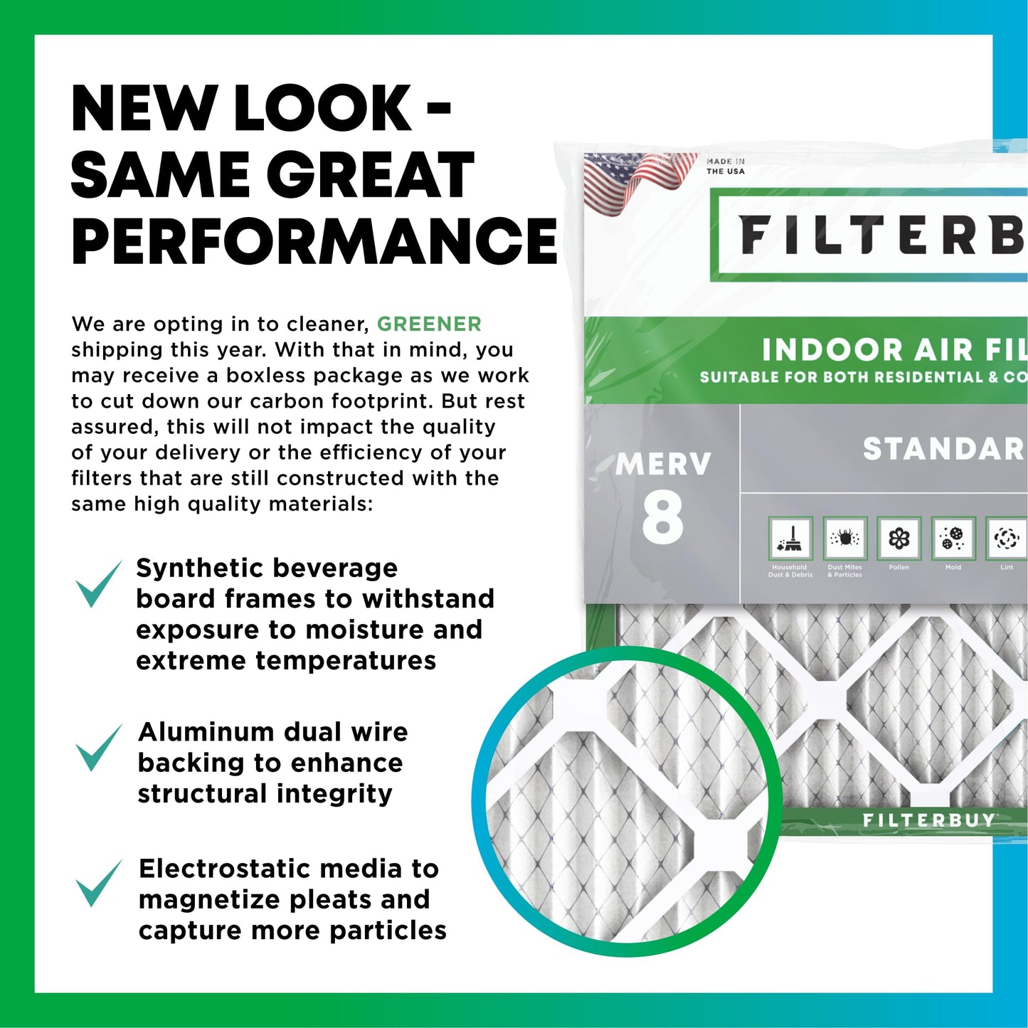Filterbuy 16x25x1 Air Filter MERV 8 Essential Dust & Allergy Defense (4-Pack), Electrostatic Pleated HVAC AC Furnace Filters Replacement, Made in USA