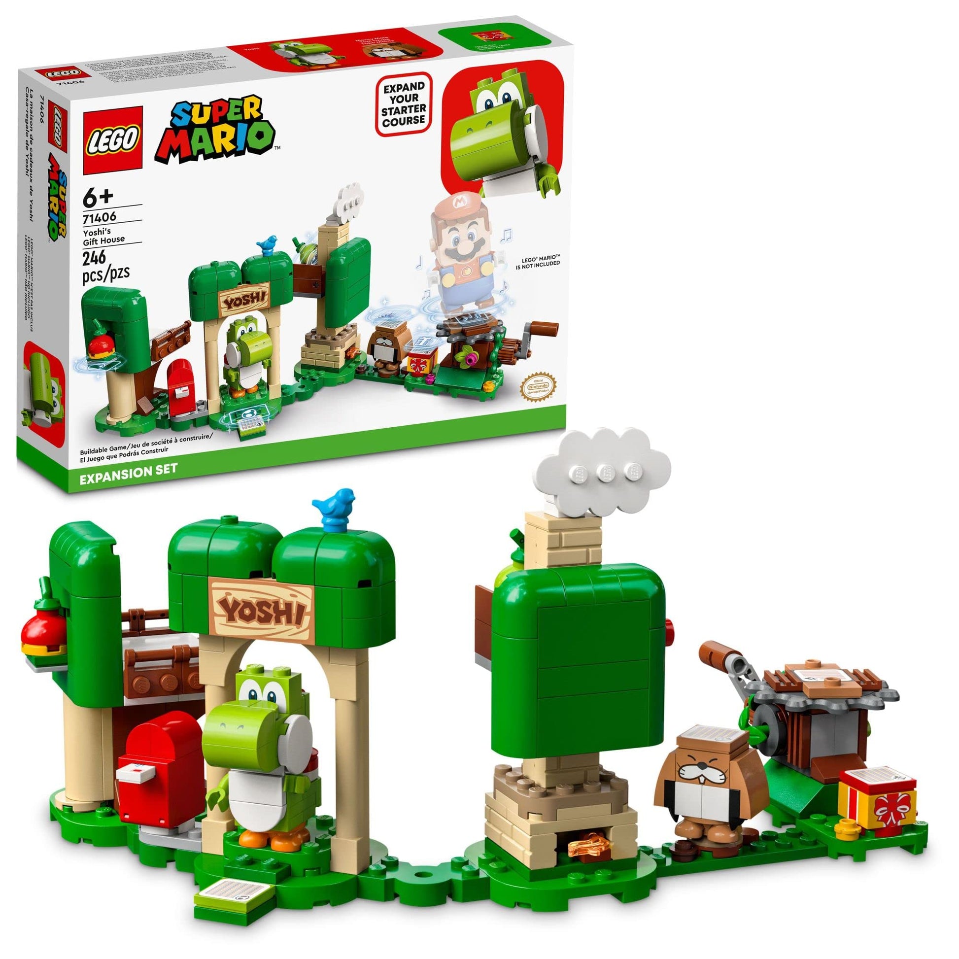 LEGO Super Mario Yoshi's Gift House Expansion Building Toy Set 71406 - Featuring Iconic Yoshi and Monty Mole Figures, Great Gift for Boys, Girls,