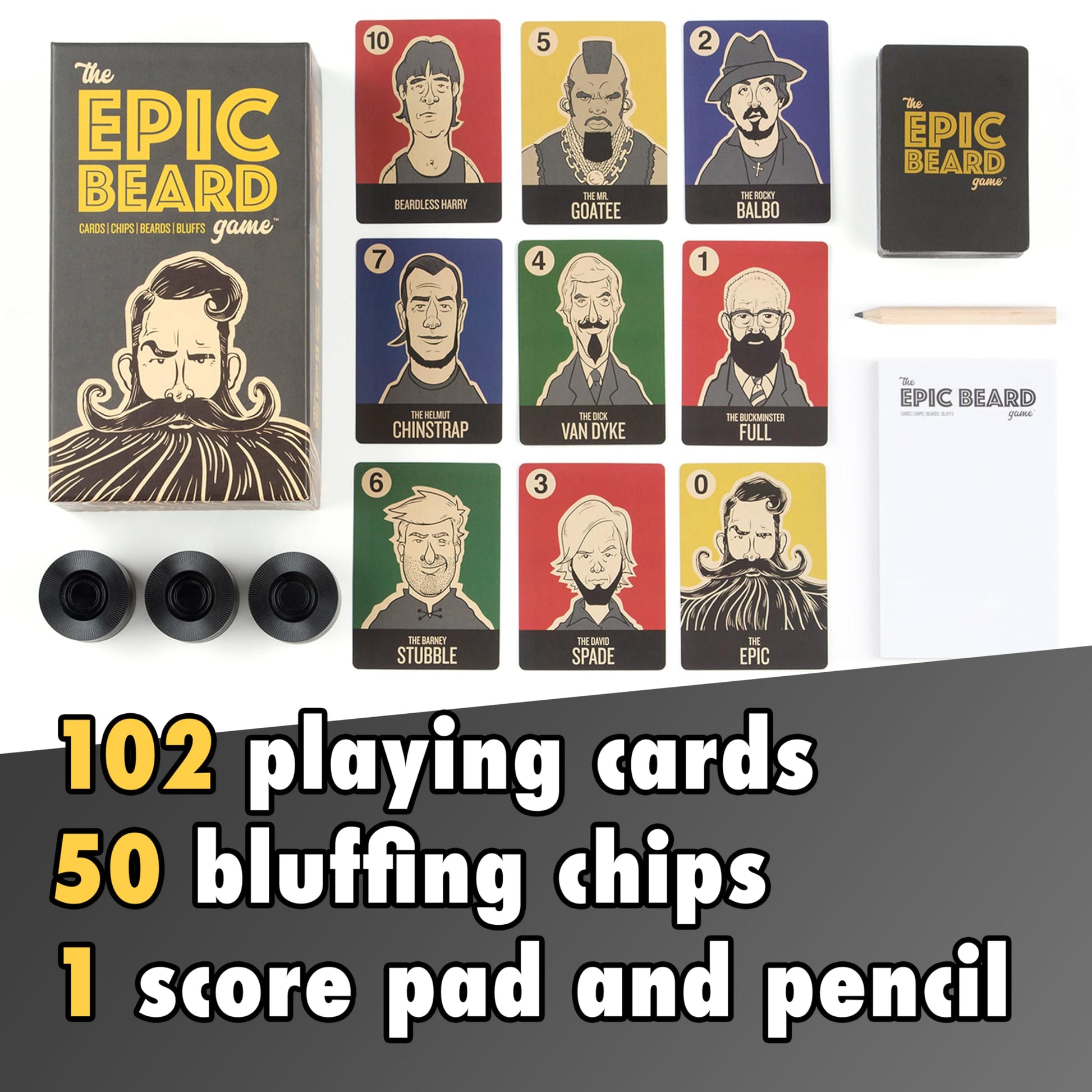 The Epic Beard Game, Hilarious Bluffing Card Game for Fun Party Game Nights, 3-8 Players Ages 8+