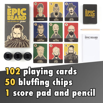 The Epic Beard Game, Hilarious Bluffing Card Game for Fun Party Game Nights, 3-8 Players Ages 8+