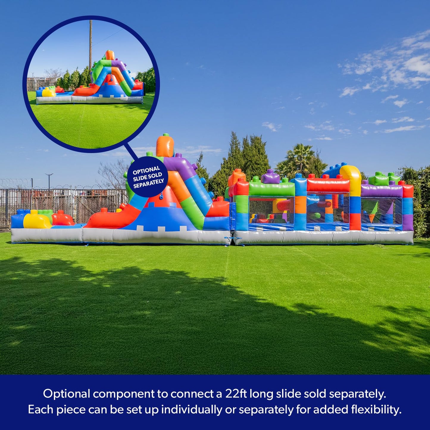HeroKiddo 20ft Block Party Commercial Inflatable Obstacle Course with Blower