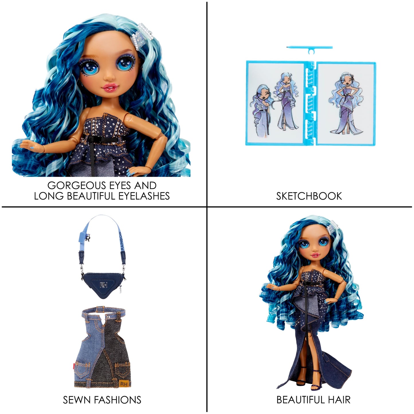 Rainbow High Fantastic Fashion Skyler Bradshaw - Blue 11” Fashion Doll and Playset with 2 Complete Doll Outfits, and Fashion Play Accessories, for