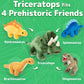 PREXTEX 15-Inch Triceratops Dinosaur Stuffed Animal Set with 4 Dino Plush Toys Inside, Large Zippered Pouch Dinosaur for Boys and Girls, Stuffed