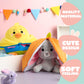 JOYIN 2 PCS Easter Stuffed Animal Plush Hiding Bunny Chick, Floppy Rabbit Ear Chick Wing Plushie with Zipper, Hide Carrot Egg Pillow, Reversible