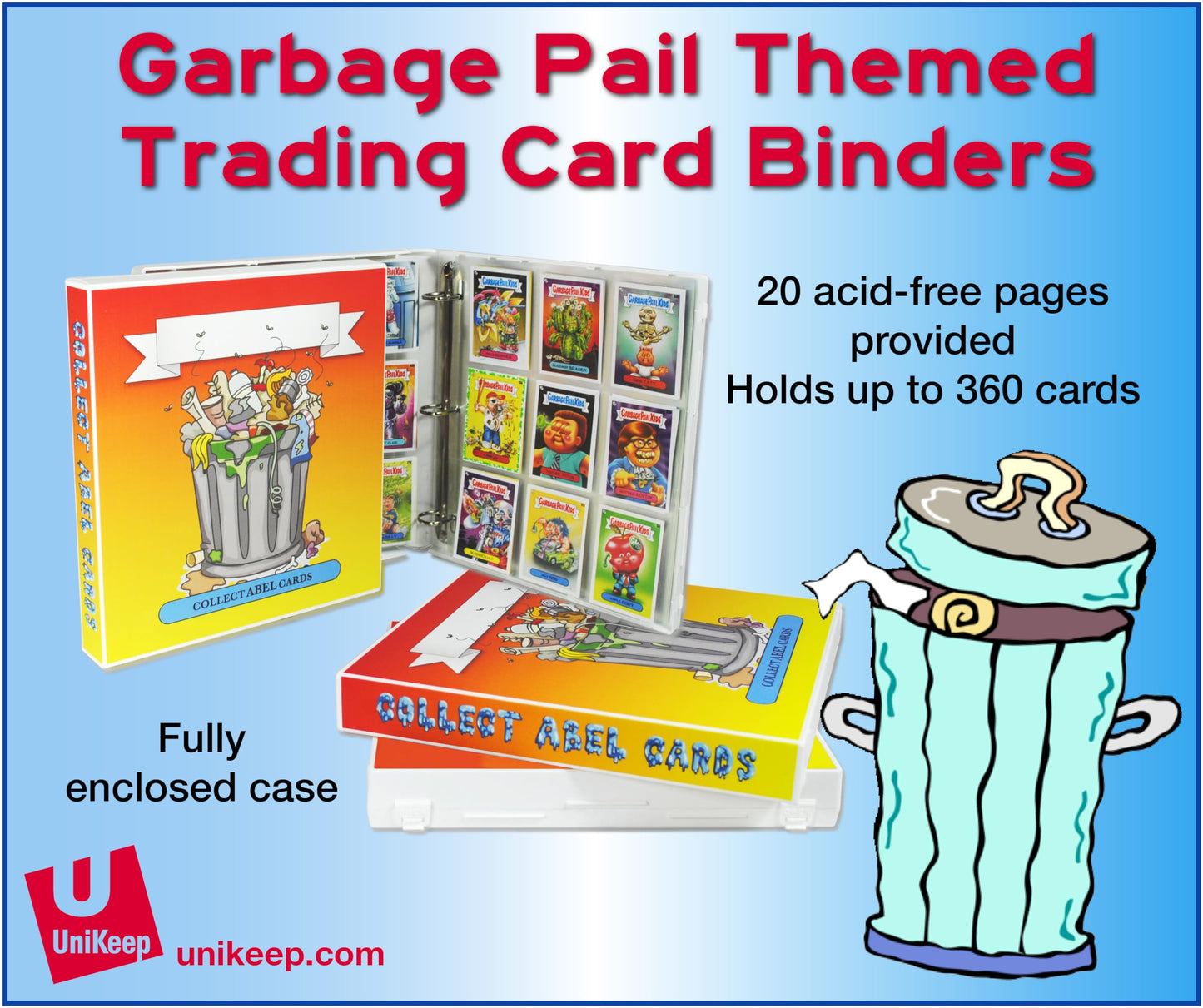 UniKeep Garbage Pail Kids GPK Themed Collectible Card Storage Binder - Complete With 20 Card Pages (Garbage)