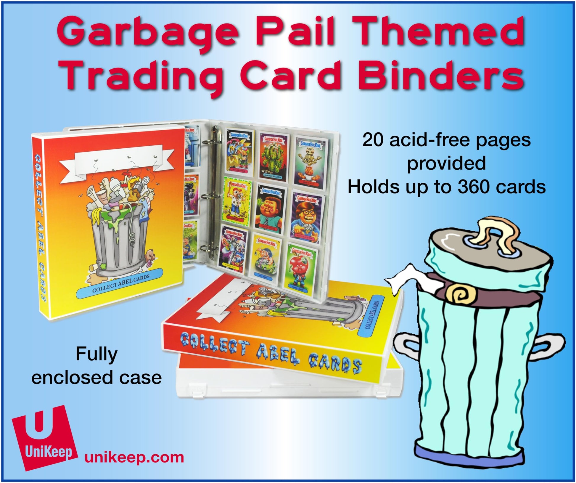 UniKeep Garbage Pail Kids GPK Themed Collectible Card Storage Binder - Complete With 20 Card Pages (Garbage)