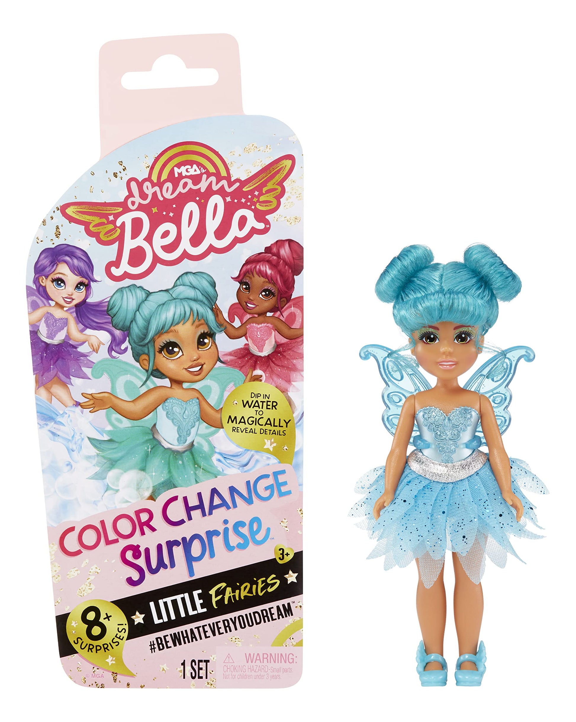 MGA's Dream Bella Color Change Surprise Little Fairies 5.5" Doll - DreamBella, Teal Fairy with Wings and Teal Hair, , Toy for Kids Ages 3, 4, 5+