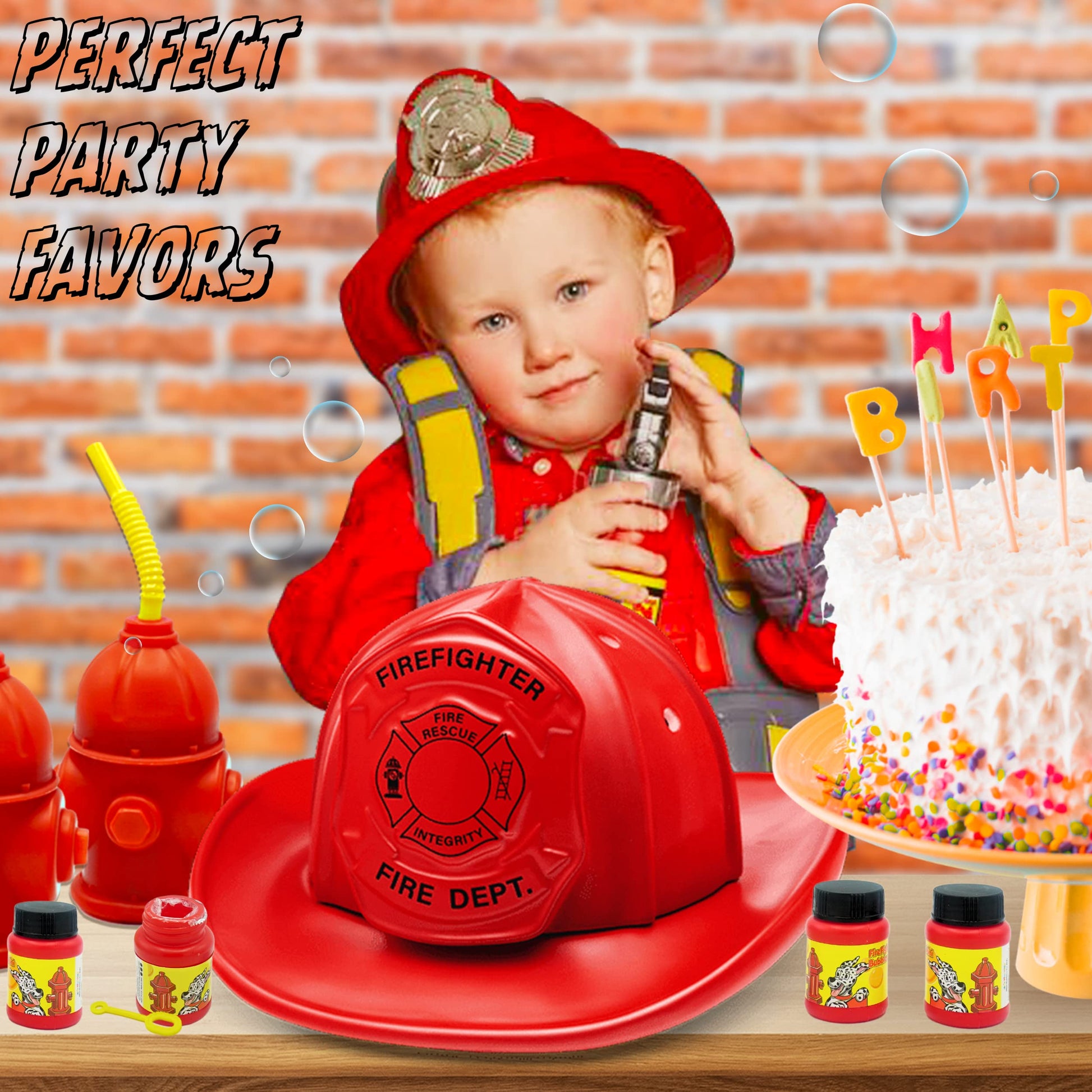 4E’s Novelty 24 Mini Bubbles Bulk - Bubbles for Kids, Firefighter Party Supplies, Fire Truck Theme, Dog Paw Themed Party Favors, Birthday Goodie Bags