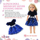 Emily Rose 14 Inch Doll Fashion Clothes Blue/Silver Velvety, Sparkly Party Dress | Compatible with 14.5" Hard-Bodied Wellie Wishers Dolls | USA