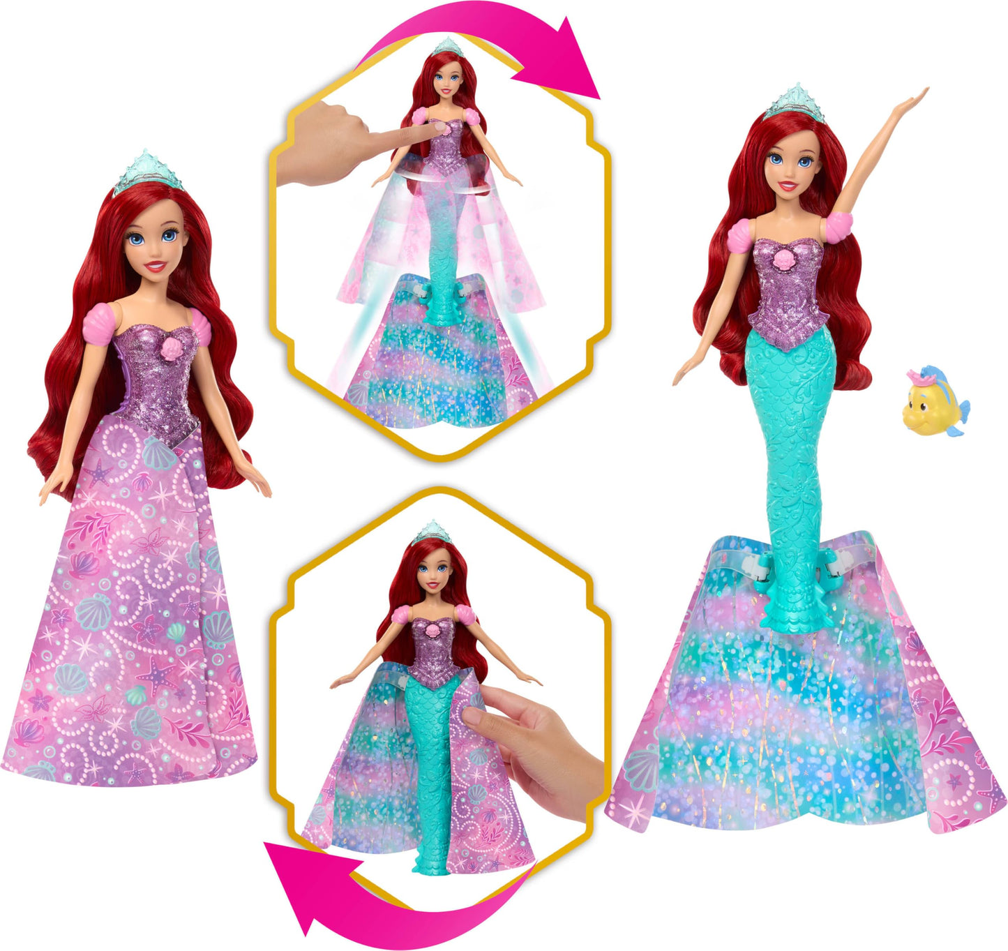 Mattel Disney Frozen Elsa Ice Skating Fashion Doll & Accessories with 8 Surprises, Including Snowflake Gem Box, Ring for Child & Play Pieces