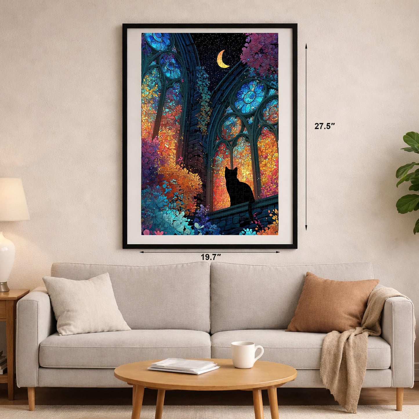 Moon Night Fantasy Puzzle 1000 Pieces for Adults, Stained Glass Art