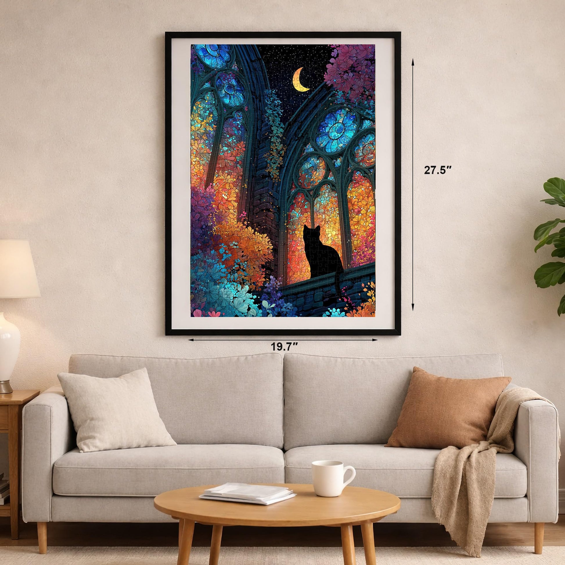 Moon Night Fantasy Puzzle 1000 Pieces for Adults, Stained Glass Art