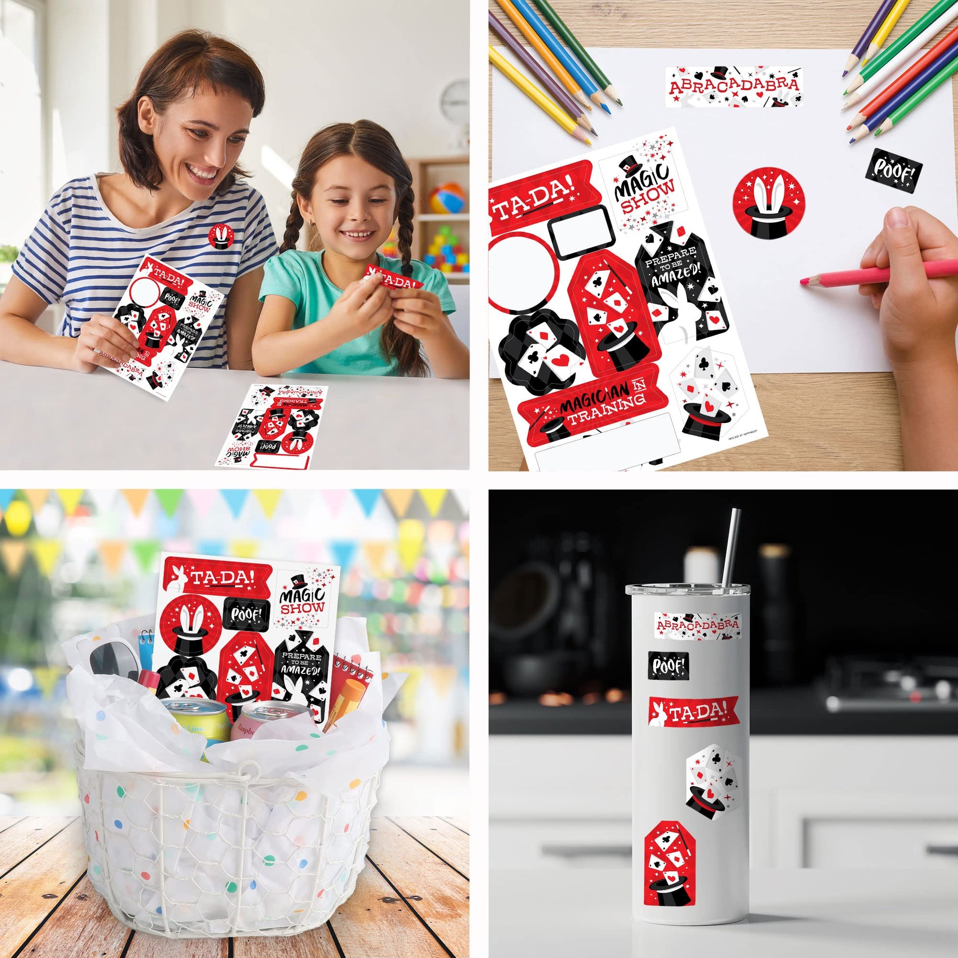 Big Dot of Happiness Ta-Da, Magic Show - Magical Birthday Party Favor Sticker Set - 12 Sheets - 120 Stickers