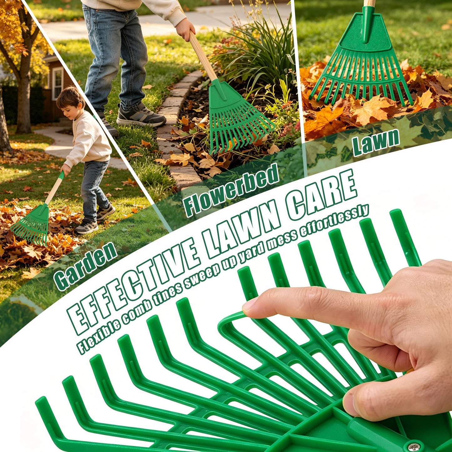 HLWDFLZ 10Pcs Kids Adjustable Garden Leaf Rake Set, with Bag & 3 Hand Tools