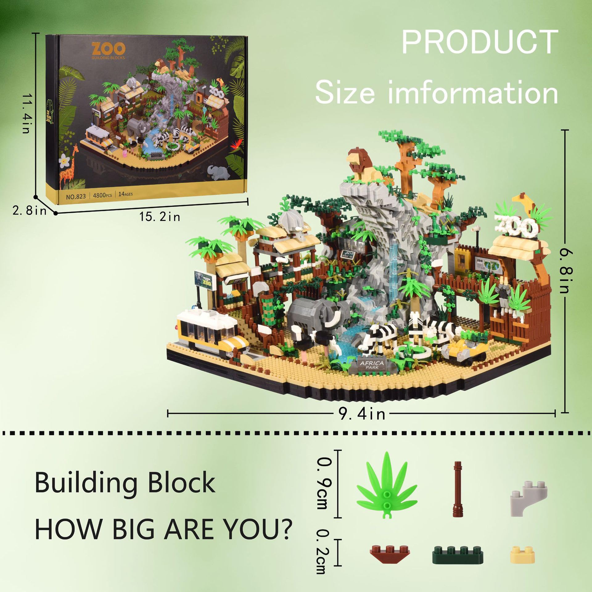 Zoo Building Model Set, 4800 Pcs Desert Zoo Micro Building Toys, Creative Zoological Park Model Set, Micro Particle Modular Building House, Gift
