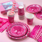KULUJIA 162-Piece Hot Pink Birthday Tableware Set for 20 Guests