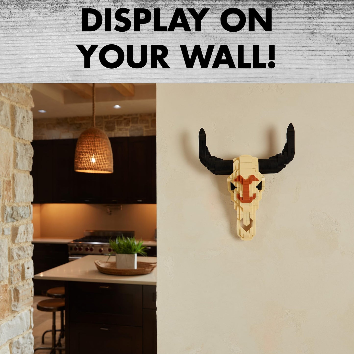 Brickcraft Officially Licensed Yellowstone TV Show Cow Steer Skull with Table & Wall Mount Included 563 Pieces Multicolored Brick Building Set