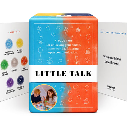Little Talk Conversation Cards for Kids - 170 Prompts for Social Skills, Family Games, Travel & Therapy - BestSelf Deck for Ages 4-12, ADHD Tools