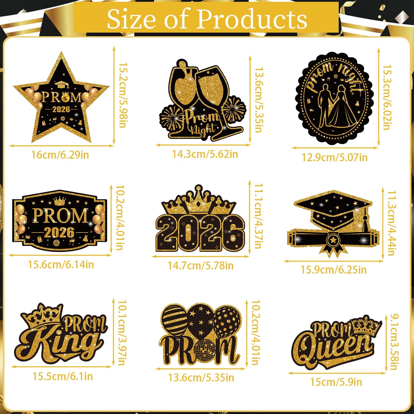 Vemfare Prom Graduation Centerpieces for Tables - 9 Pcs 2026 Graduation Honeycomb Centerpieces Decor, Black Golden High School College Graduate Party