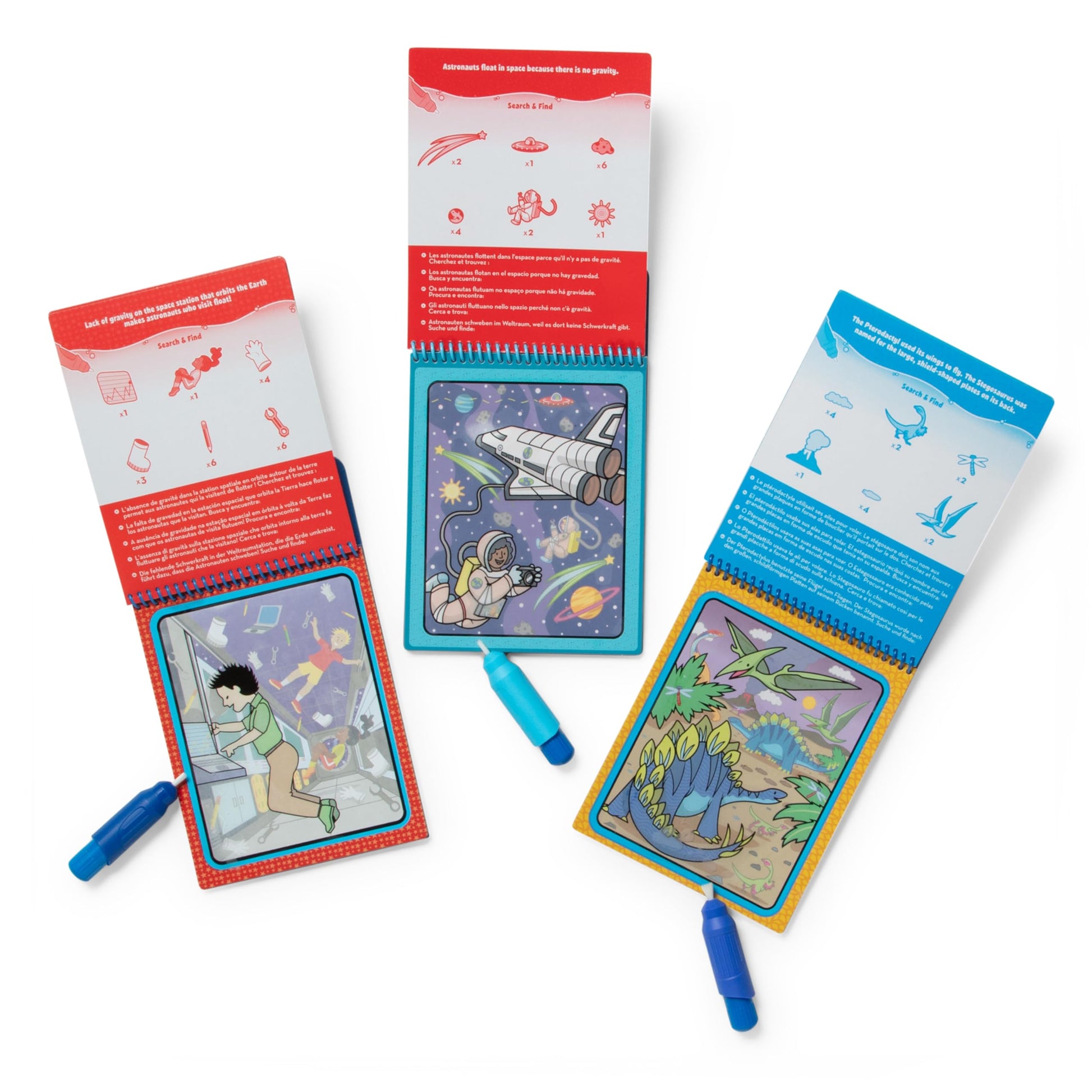Melissa & Doug Water Wow! Mess Free Coloring Book, Reusable Water-Reveal Activity Pad, 3-Pack, Dinosaur, Adventure, Space, Travel Toys, Party Favors,