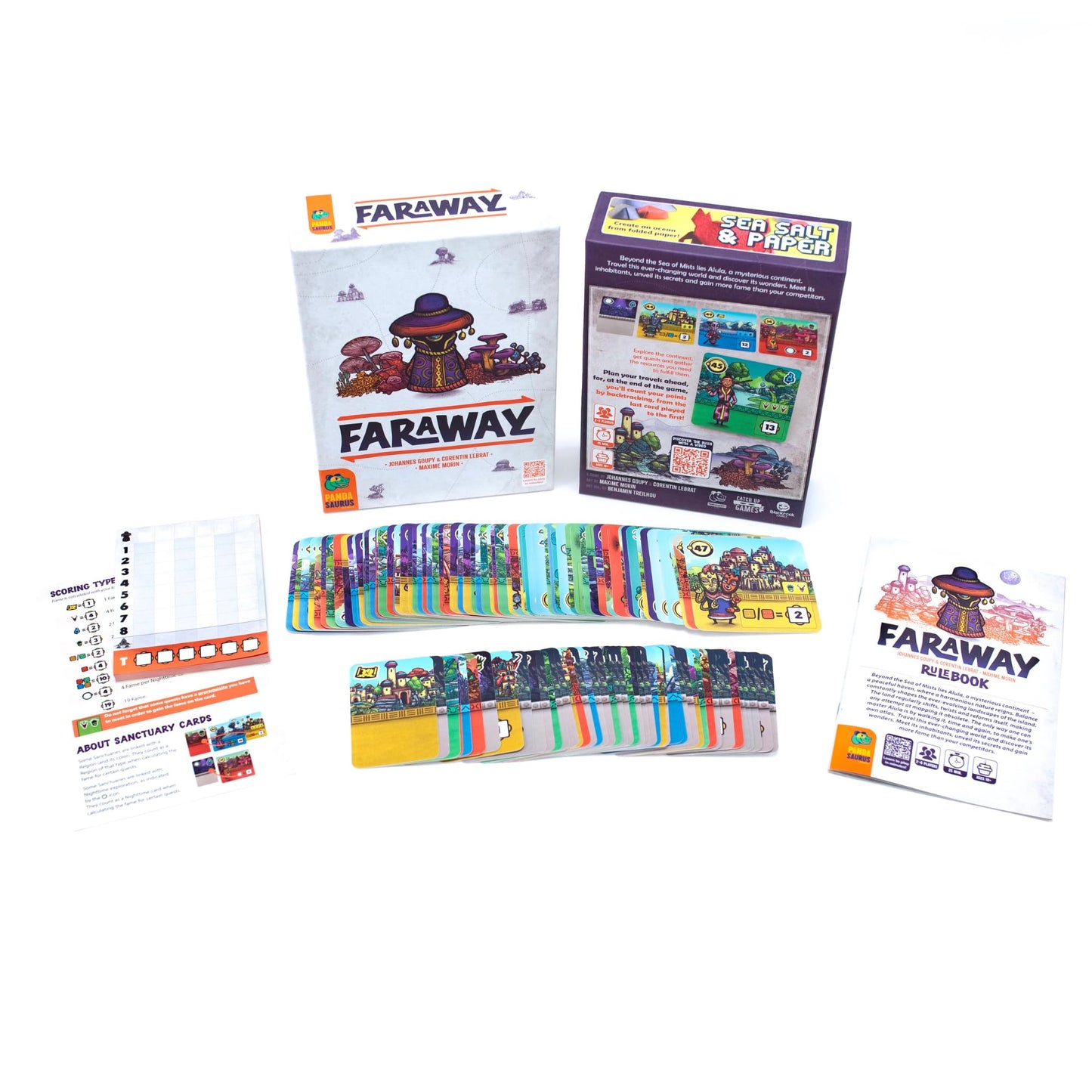 Pandasaurus Games Faraway Card Game - Explore Mysterious Alula! Strategic Region Building with Engaging Gameplay for Adventurers, Ages 10+, 2-6