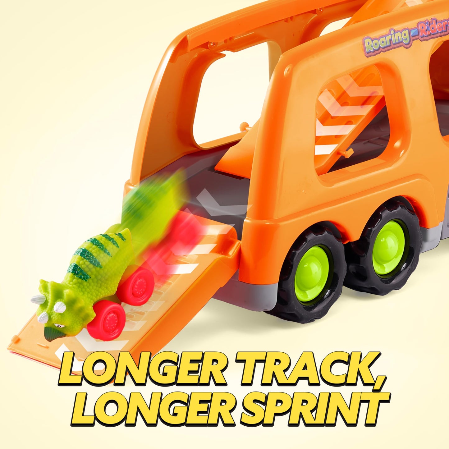 JOYIN Dinosaur Toys for Kids 2-4, Toddler Boy Toys, Dinosaur Carrier Truck with 6 Rubber Car Vehicles, Easter Birthday Gifts with Music & Lights for 2