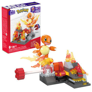 MEGA Pokémon Building Toys Set Charmander’s Fire-Type Spin with 81 Pieces, 1 Poseable Character and Motion, for Kids
