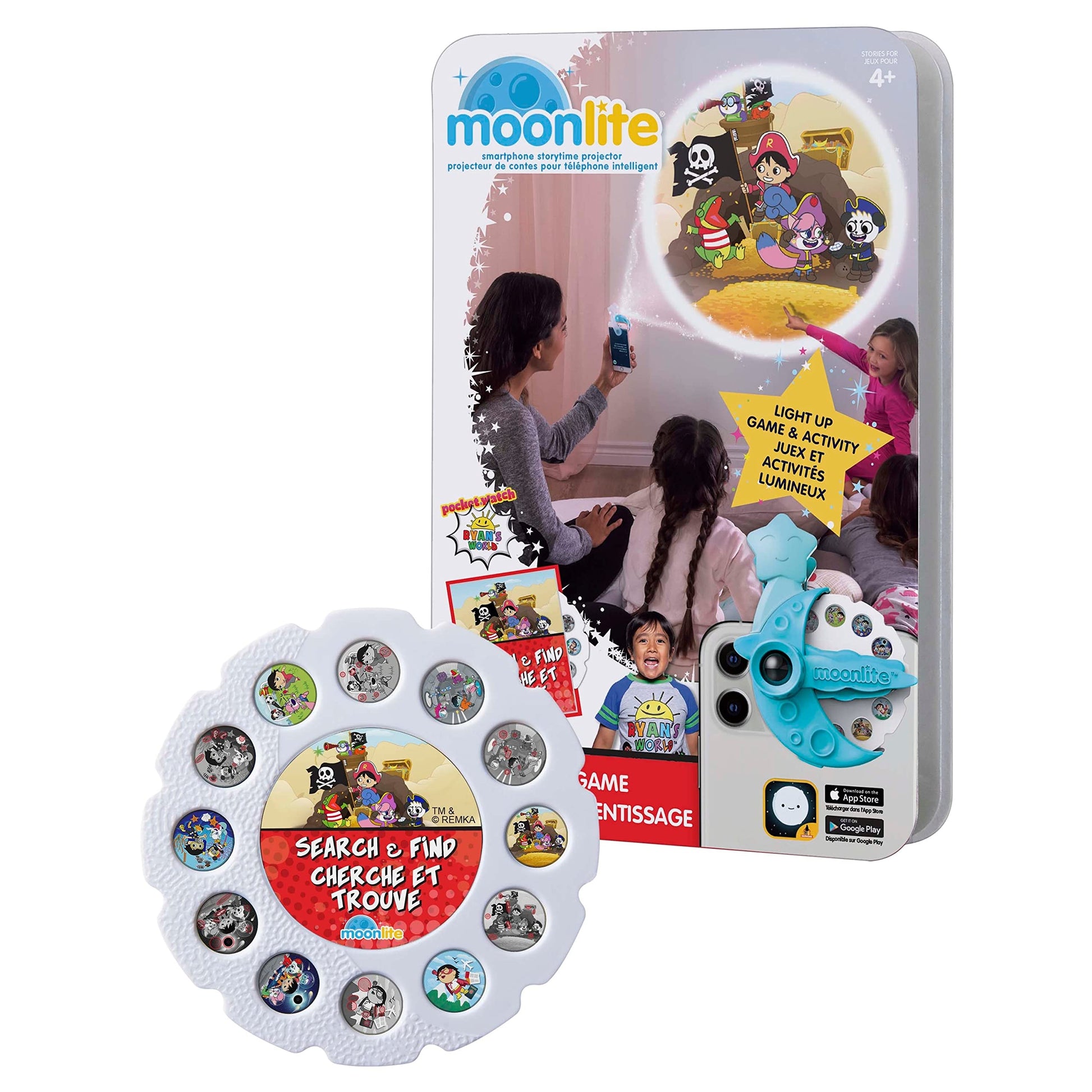 Moonlite Storytime - Ryan's World - Search & Find - A Magical Way to Read Together - Projector Sold Separately - Digital Story w/ Sound FX - Learning