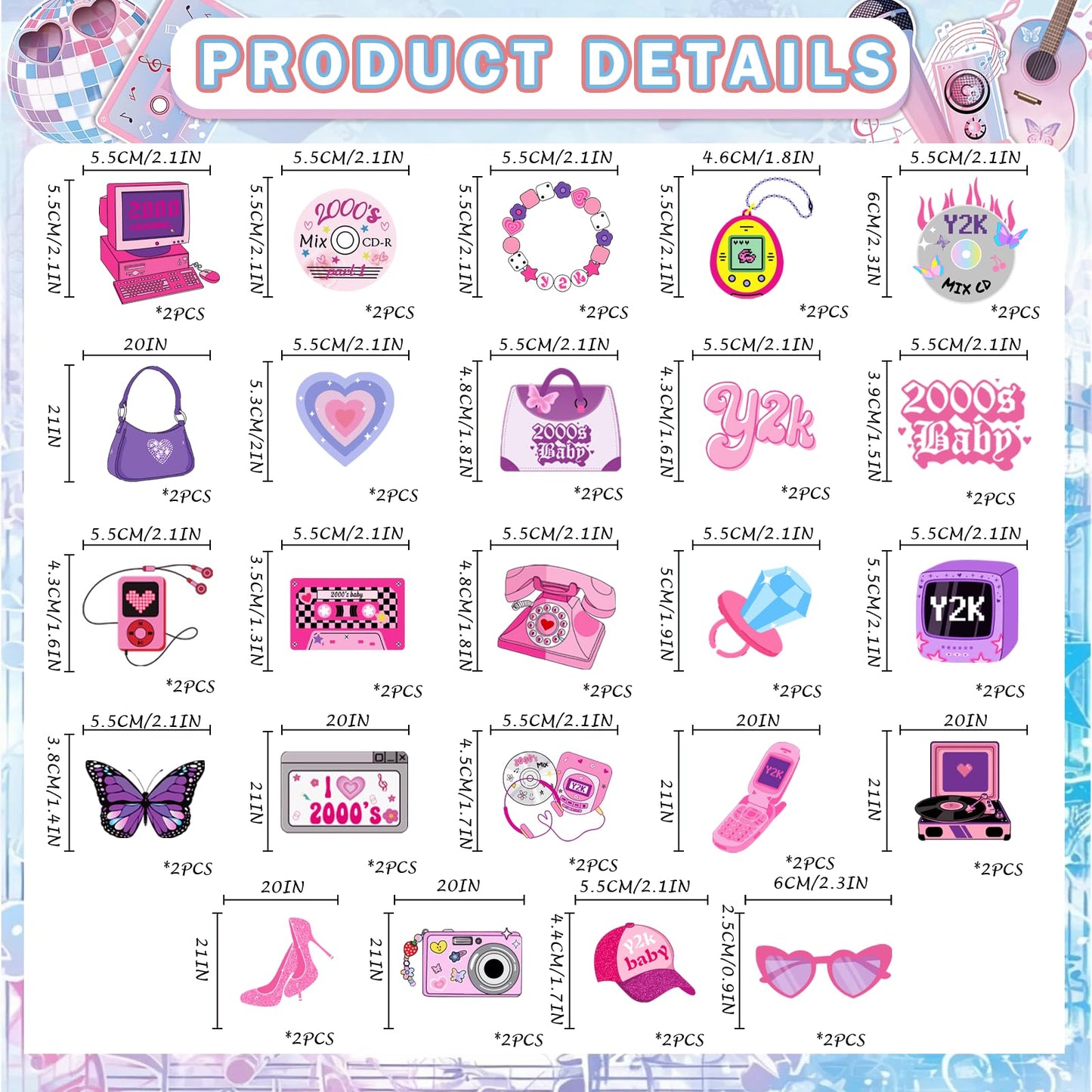 Y2k Party Decorations: Y2k Birthday Decorations 2000s Party Decorations Early 2000s Decor 00's Cupcake Toppers